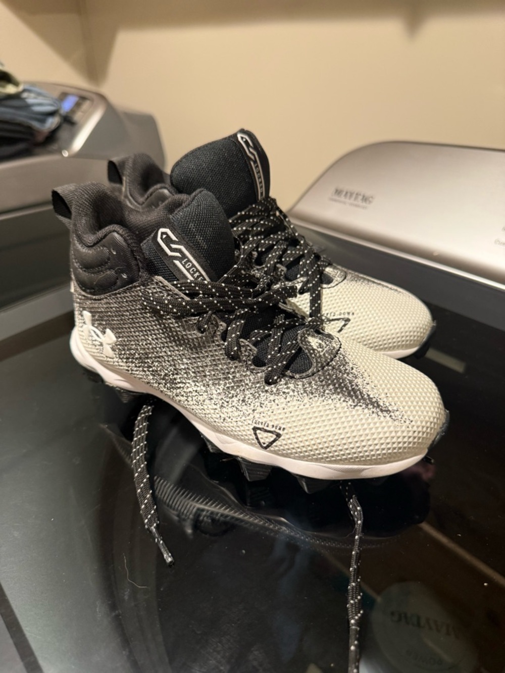 Under Armour Kids High-Top Sneakers - Black and White Gradient